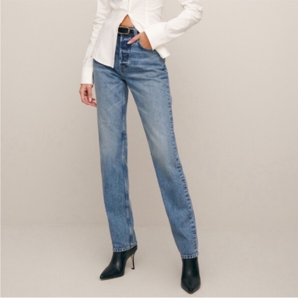 Reformation X Camille Rowe Mid Rise Relaxed Straight Leg Jeans Women’s Size 30 - Picture 1 of 10